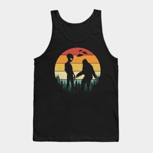 Retro Alien And Bigfoot Ufos Tank Top